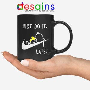 Snoopy Just Do it Later Black Mug Lazy Peanuts Dog Coffee Mugs