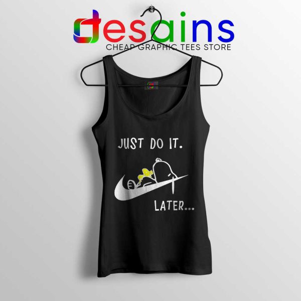Snoopy Just Do it Later Black Tank Top Lazy Peanuts Dog Tops