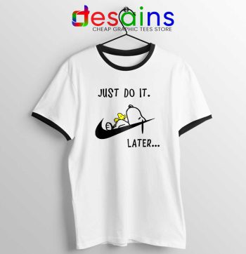 Snoopy Just Do it Later Ringer Tee Lazy Peanuts Dog T-shirts