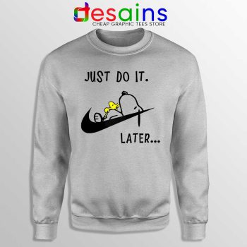 Snoopy Just Do it Later Sport Grey Sweatshirt Lazy Peanuts Dog Sweaters