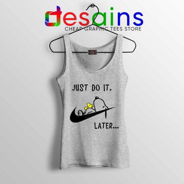 Snoopy Just Do it Later Sport Grey Tank Top Lazy Peanuts Dog Tops