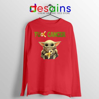The Child does not like Cancer Red Long Sleeve Tee Baby Yoda