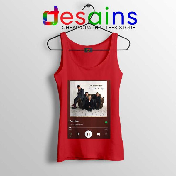 Zombie The Cranberries Red Tank Top Rock Band Merch Tops