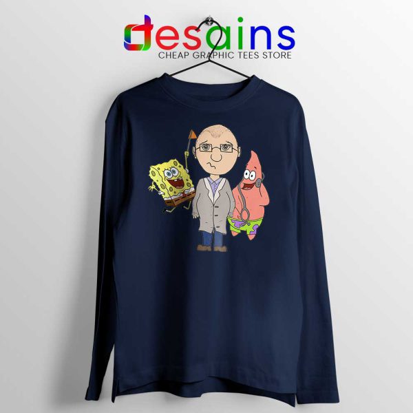 Doctor Spongebob Patrick Navy Long Sleeve Tee Funny Cartoon T-shirts