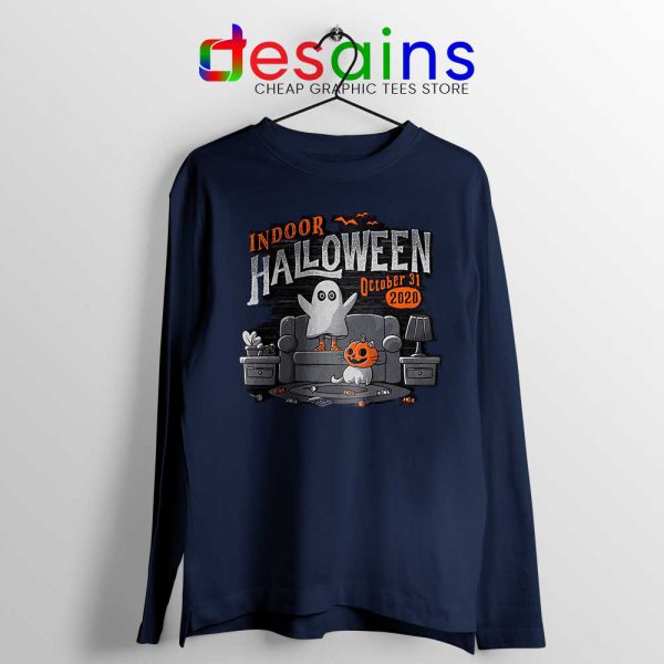 Indoor Halloween Navy Long Sleeve Tee Quarantine Halloween 2020