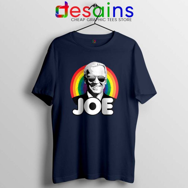 Joe Biden Pride Navy Tshirt Rainbow Flag Joe Tee Shirts