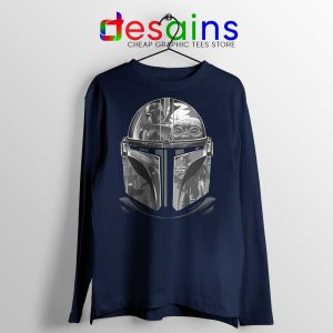 Mandalorian Helmet Navy Long Sleeve Tee Star Wars TV Series