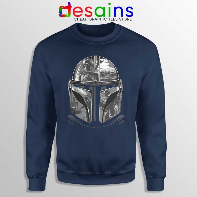 Mandalorian Helmet Navy Sweatshirt Star Wars TV Series Sweaters