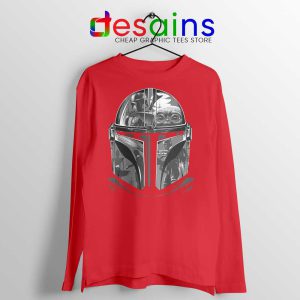 Mandalorian Helmet Red Long Sleeve Tee Star Wars TV Series