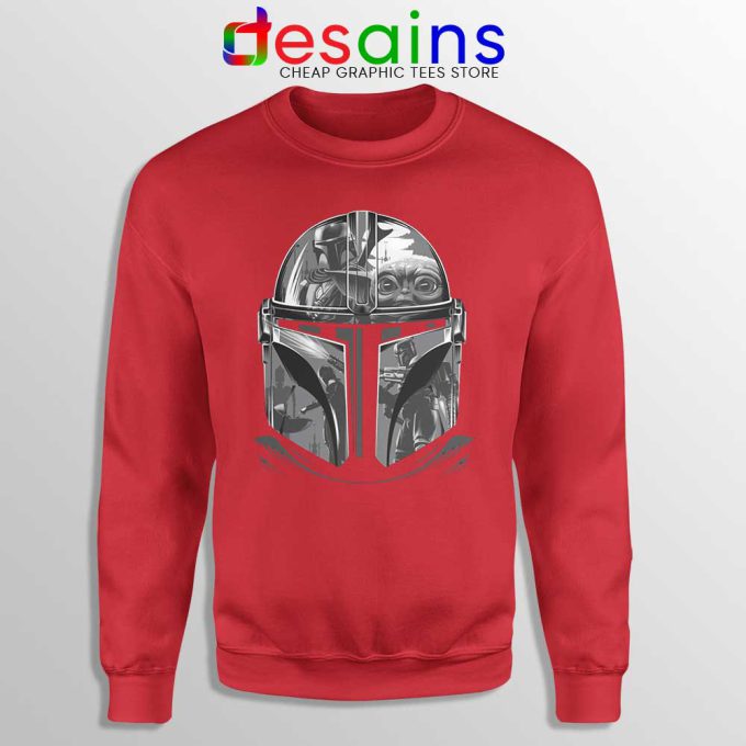Mandalorian Helmet Red Sweatshirt Star Wars TV Series Sweaters