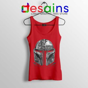 Mandalorian Helmet Red Tank Top Star Wars TV Series Tops Disney