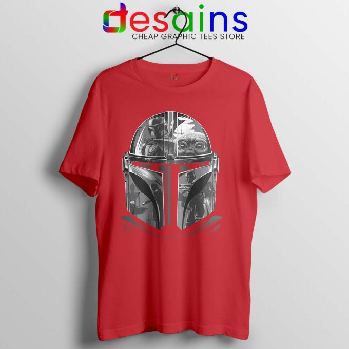 Mandalorian Helmet Red Tshirt Star Wars TV Series Cheap Tee Shirts