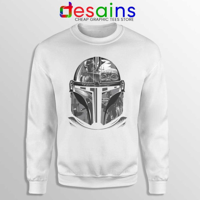 Mandalorian Helmet White Sweatshirt Star Wars TV Series Sweaters