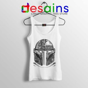 Mandalorian Helmet White Tank Top Star Wars TV Series Tops Disney