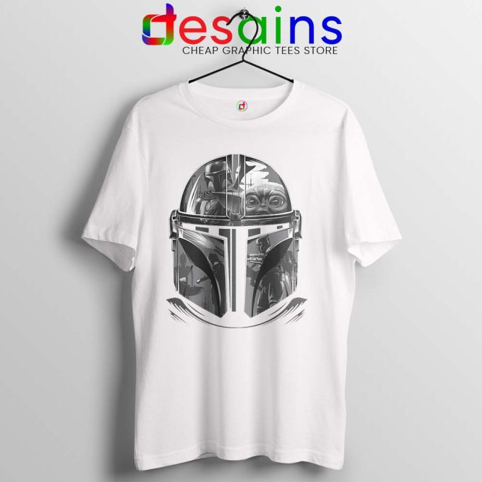 Mandalorian Helmet White Tshirt Star Wars TV Series Cheap Tee Shirts