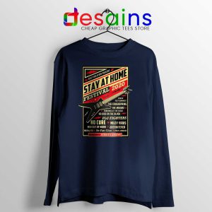 Quarantine Festival Navy Long Sleeve Tee Stay At Home Tshirts