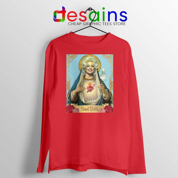 Saint Dolly Parton Red Long Sleeve Tee American Singer T-shirts