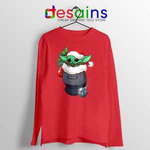 Stocking Stuffer Baby Yoda Red Long Sleeve Tee Star Wars Christmas