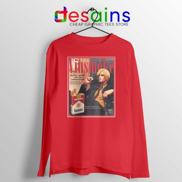 Vinsmoke Sanji Vintage Red Long Sleeve Tee One Piece Smoke