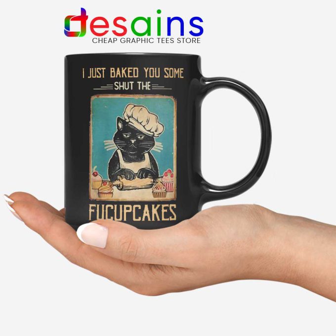 Black Cat Vintage Mug Shut The Fucupcakes Coffee Mugs