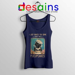 Black Cat Vintage Navy Tank Top Shut The Fucupcakes Tops