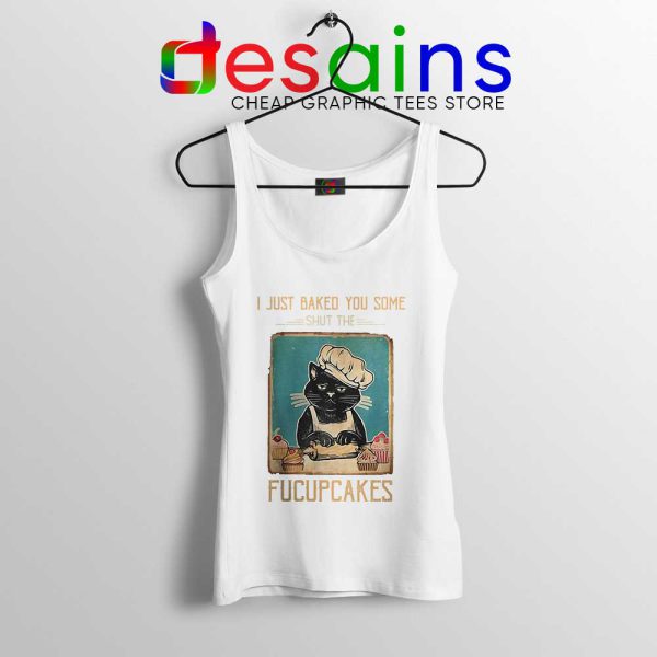 Black Cat Vintage White Tank Top Shut The Fucupcakes Tops