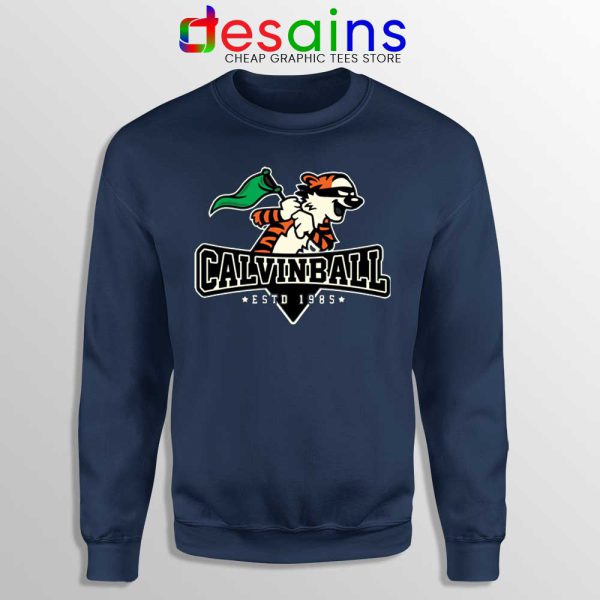 Calvin Ball Navy Sweatshirt Calvin and Hobbes MLB Sweaters