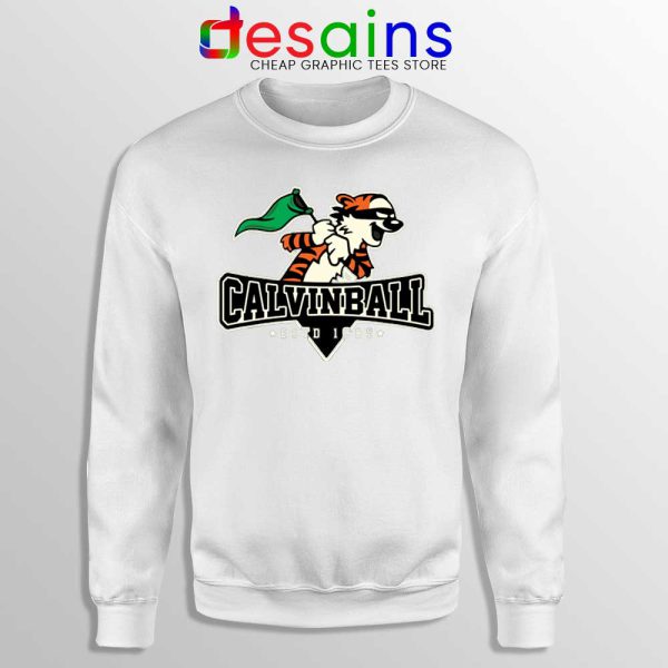 Calvin Ball White Sweatshirt Calvin and Hobbes MLB Sweaters