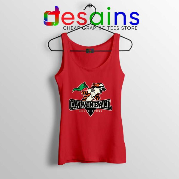 Calvinball Red Tank Top Calvin and Hobbes Baseball League Tops