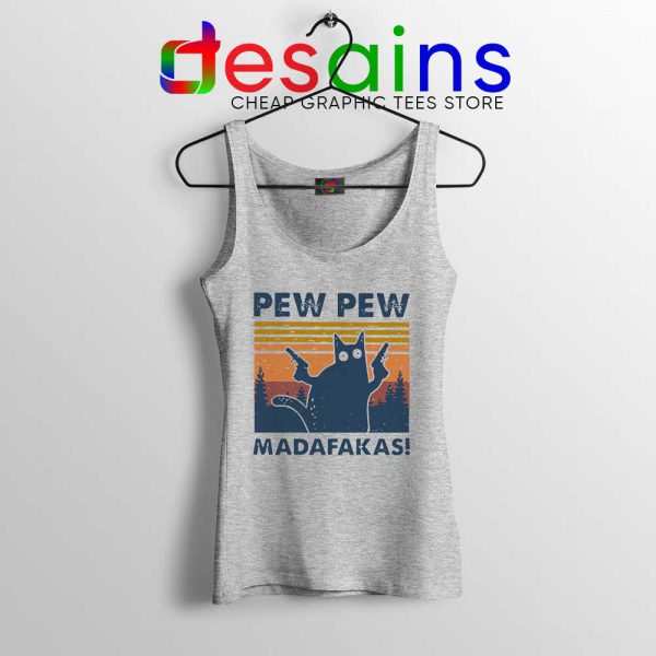 Cat Pew Pew Madafakas Sport Grey Tank Top Pew Pew Gun Meme Tops