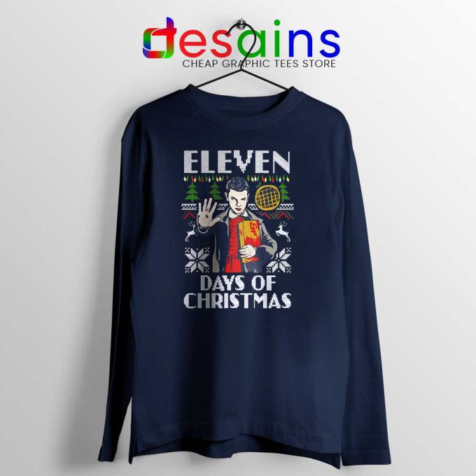 Eleven Stranger Things Navy Long Sleeve Tee Days Of Christmas