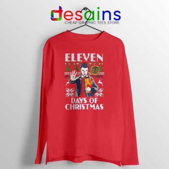 Eleven Stranger Things Red Long Sleeve Tee Days Of Christmas