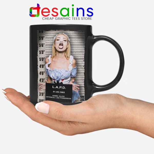 Hot Sexy Alice Mugshot Black Mug LSD MDMA DMT Xtc Coffee Mugs