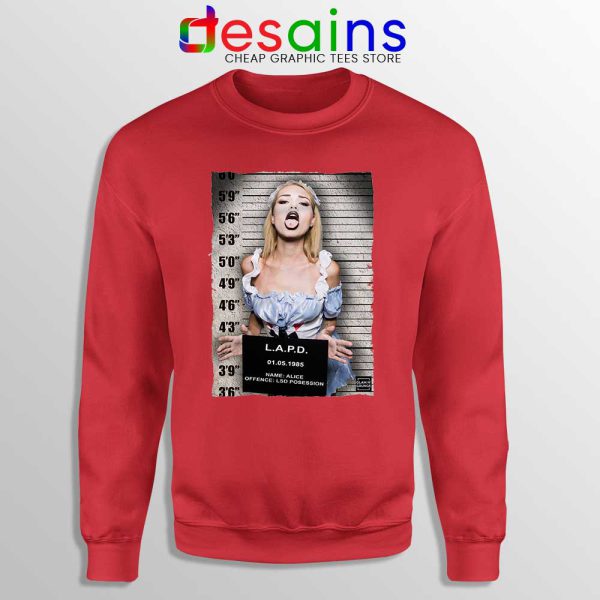 Hot Sexy Alice Mugshot Red Sweatshirt LSD MDMA DMT Xtc Trippy