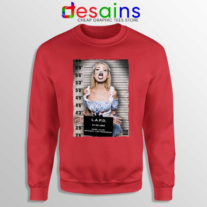 Hot Sexy Alice Mugshot Red Sweatshirt LSD MDMA DMT Xtc Trippy