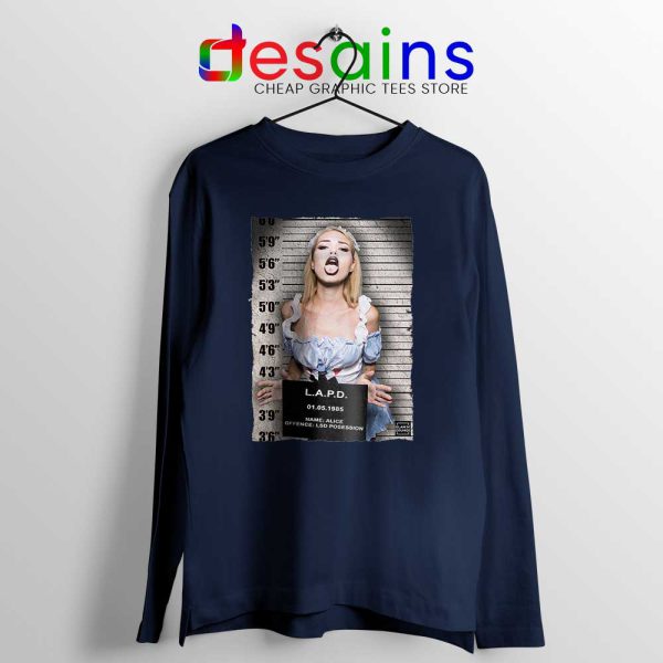 Hot Sexy Alice Navy Long Sleeve Tee LSD MDMA DMT xtc trippy