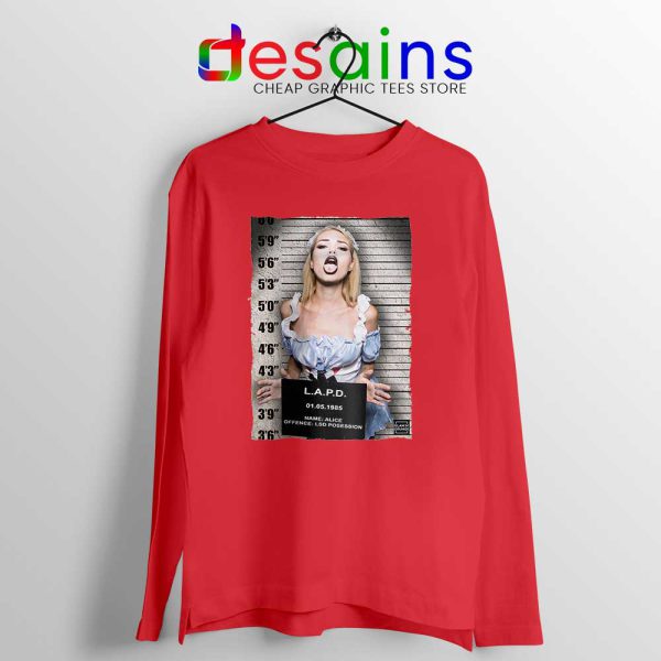 Hot Sexy Alice Red Long Sleeve Tee LSD MDMA DMT xtc trippy