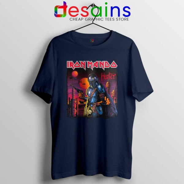 Iron Maiden Mando Navy Tshirt The Mandalorian Band Tee Shirts