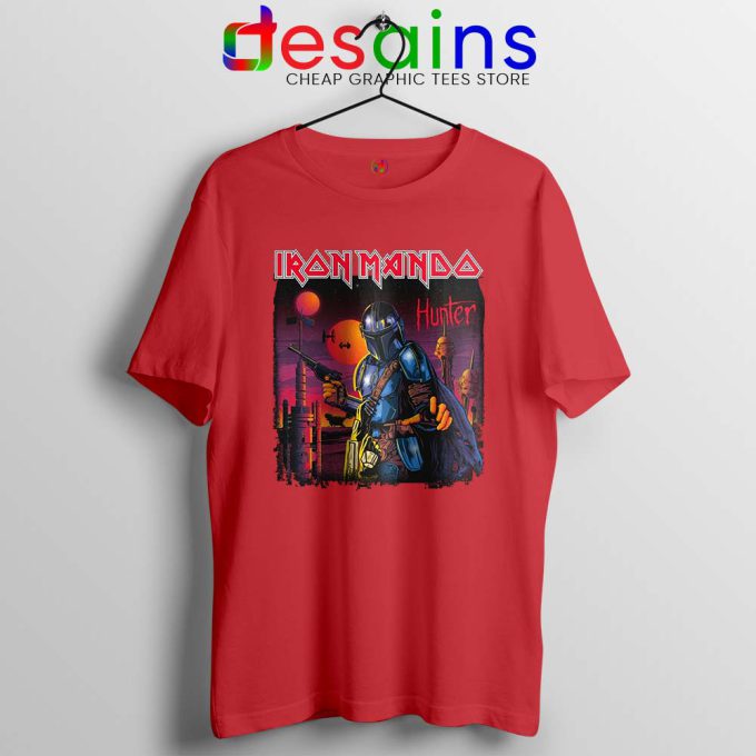 Iron Maiden Mando Red Tshirt The Mandalorian Band Tee Shirts