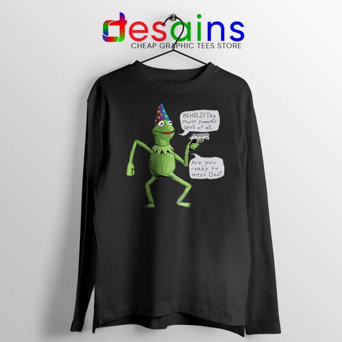 Kermit The Frog Black Long Sleeve Tee Yer A Wizard T-shirts