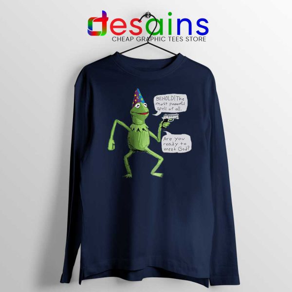Kermit The Frog Navy Long Sleeve Tee Yer A Wizard T-shirts