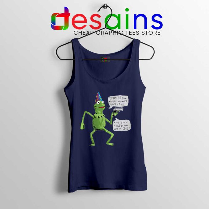 Kermit The Frog Navy Tank Top Yer A Wizard Tops Size S-3XL