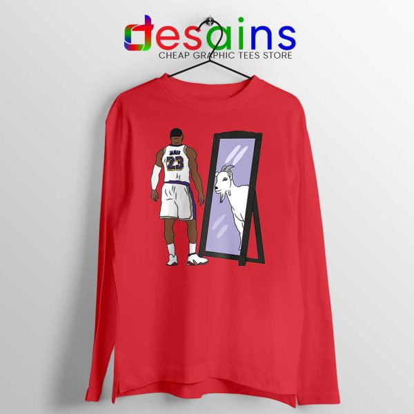 LeBron James Mirror GOAT Red Long Sleeve Tee Los Angeles Lakers