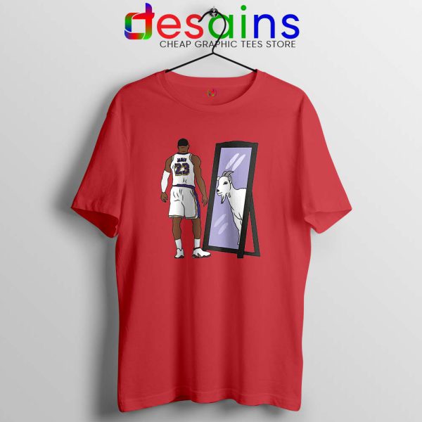 LeBron James Mirror GOAT Red Tshirt Los Angeles Lakers Tee Shirts