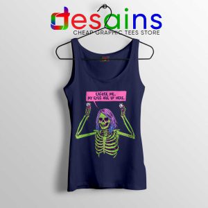 My Eyes Are Up Here Navy Tank Top Skeleton Ghoul Problems Tops