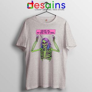 My Eyes Are Up Here Sport Grey Tshirt Skeleton Ghoul Problems Tees