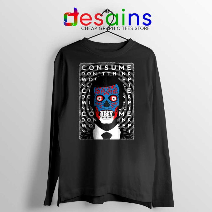 Obey Face Black Long Sleeve Tee Consume Don't think