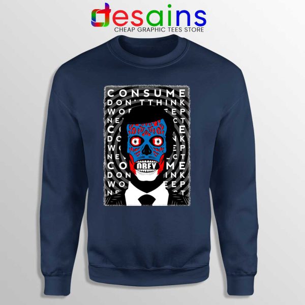 Obey Face Navy Sweatshirt Terror Halloween Movie Sweaters