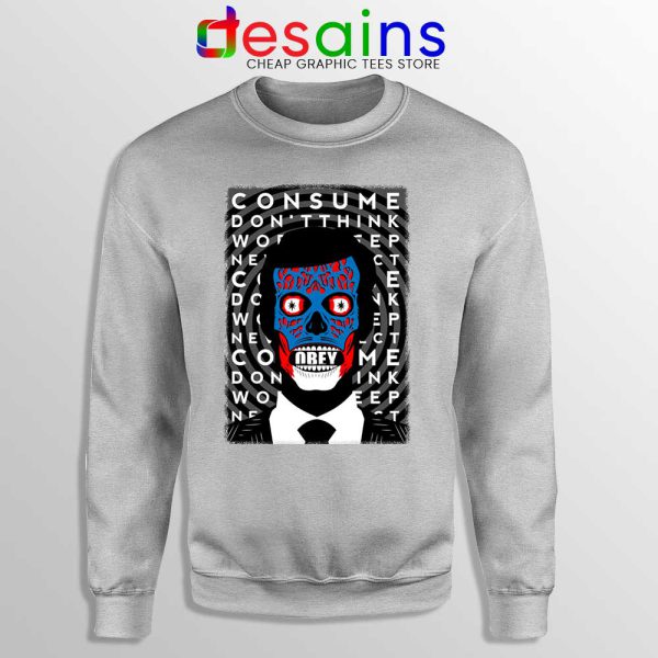 Obey Face Sport Grey Sweatshirt Terror Halloween Movie Sweaters