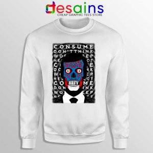 Obey Face White Sweatshirt Terror Halloween Movie Sweaters